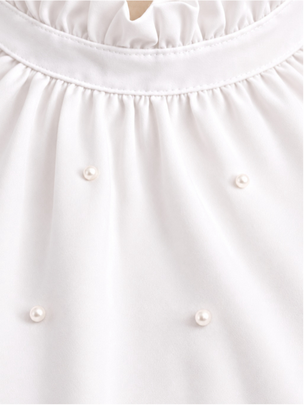 Ashley Stewart White Chiffon Pearl Embellished Blouse – Size 14 NWT - Picture 5 of 9